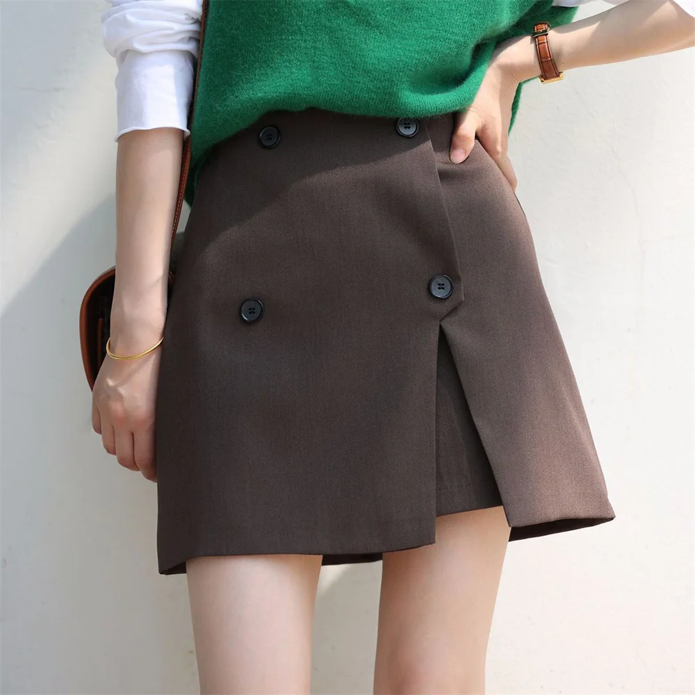 Однотонные Асимметричные Пикантные мини-юбки Hzirip Корейская стильная облегающая