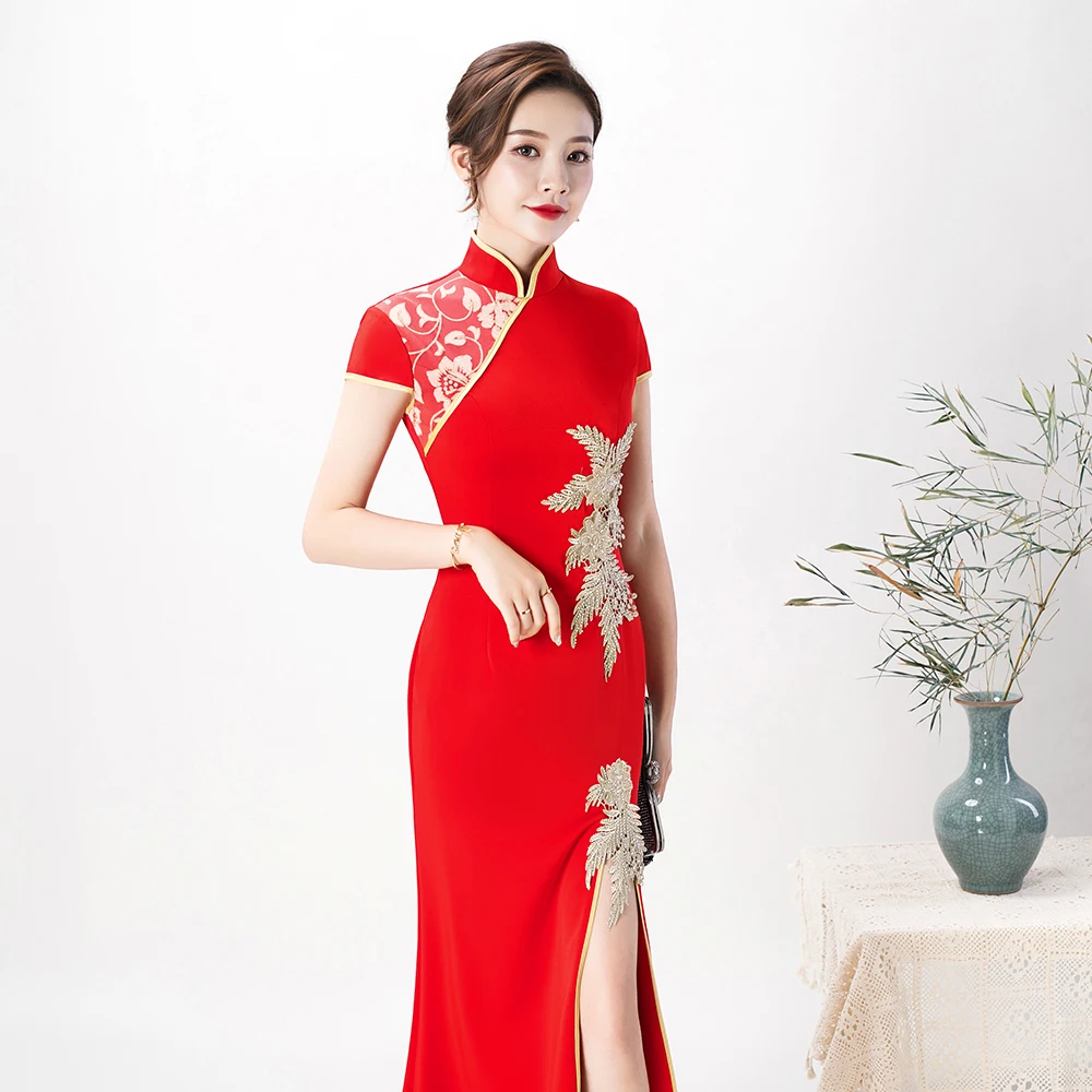 5 Colors Embroidery Evening Party Dress Sexy Split Banquet Dress Novelty Cheongsam Temperament Stage Show Dress Hostess Dress
5 Colors Embroidery Evening Party Dress Sexy Split Banquet Dress Novelty Cheongsam Temperament Stage Show Dress Hostess Dress