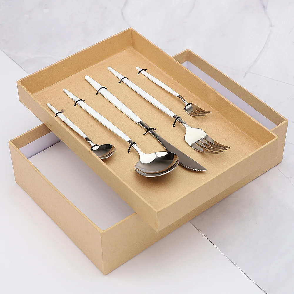 Cutlery Set Stainless Steel White Knives Forks Spoons Kit 20Pcs with Gift Box Kitchen Tableware Western Flatware Dinnerware Set
Cutlery Set Stainless Steel White Knives Forks Spoons Kit 20Pcs with Gift Box Kitchen Tableware Western Flatware Dinnerware Set