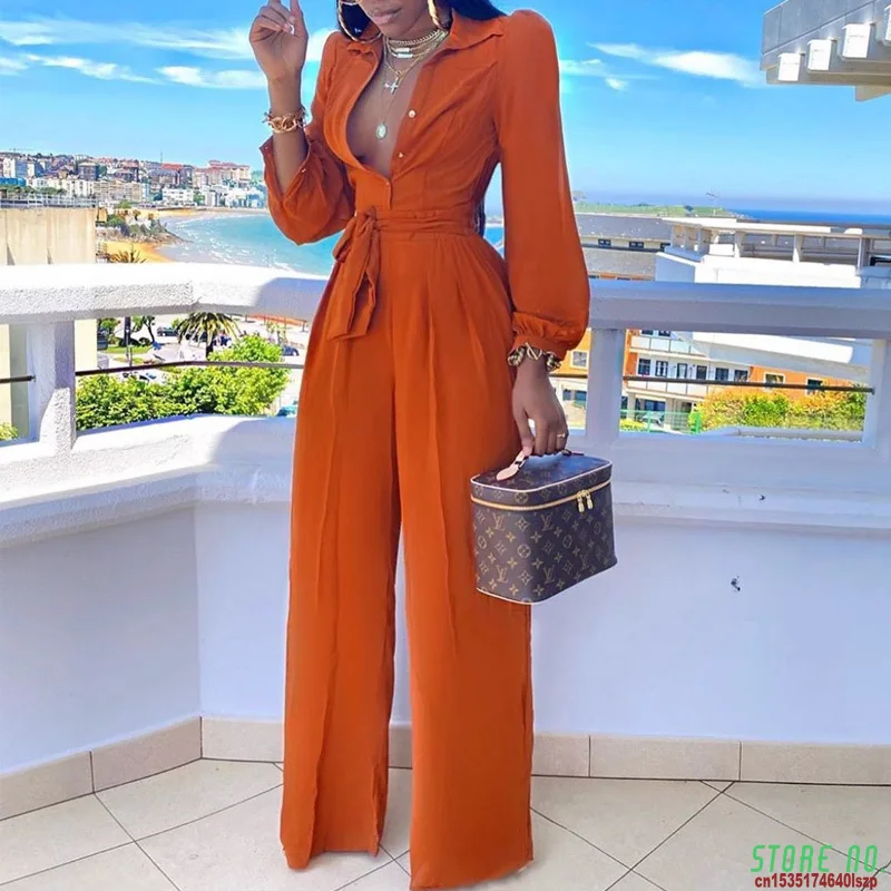 New Fashion Women Long Sleeve Turn Down Collar Long Sleeve Jumpsuits Chic Solid Regular Button Detail Shirt Jumpsuits
New Fashion Women Long Sleeve Turn Down Collar Long Sleeve Jumpsuits Chic Solid Regular Button Detail Shirt Jumpsuits