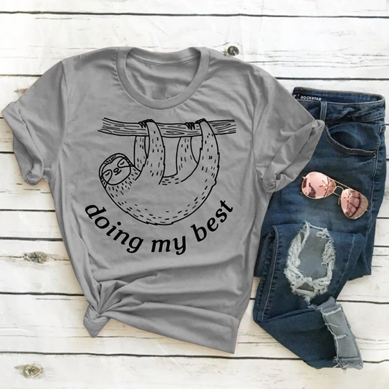 Doing My Best Letter Funny T-Shirt Women Fashion Cute Sloth Printed graphic tees Summer Lady slogan kawaii grunge tops-J782
Doing My Best Letter Funny T-Shirt Women Fashion Cute Sloth Printed graphic tees Summer Lady slogan kawaii grunge tops-J782