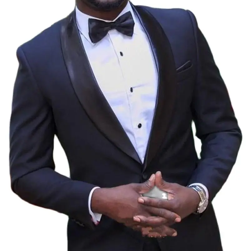 New Dark Navy Blue Groom Tuxedos Groomsmen Suits Black Lapel Men Suits Best Wedding Prom Party Wear ( Jacket+Pants+Tie)
New Dark Navy Blue Groom Tuxedos Groomsmen Suits Black Lapel Men Suits Best Wedding Prom Party Wear ( Jacket+Pants+Tie)