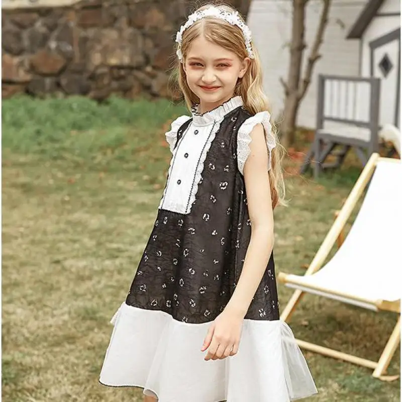 Vintage Princess Dress For Girls Summer Sleeveless Ruffles Lace Knee Length Gowns Kids Patchwork Style Party Dresses Clothes
Vintage Princess Dress For Girls Summer Sleeveless Ruffles Lace Knee Length Gowns Kids Patchwork Style Party Dresses Clothes