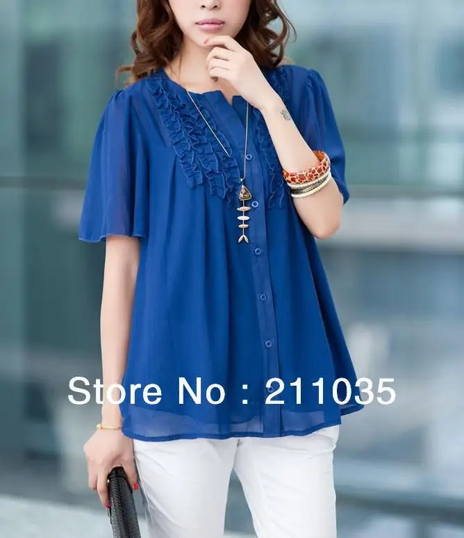 Hot Sale Women's Plus Size Loose Round Neck Wood Ear Thin Soft Chiffon Shirts, V- Neck Chiffon Blouse Qc
Hot Sale Women's Plus Size Loose Round Neck Wood Ear Thin Soft Chiffon Shirts, V- Neck Chiffon Blouse Qc