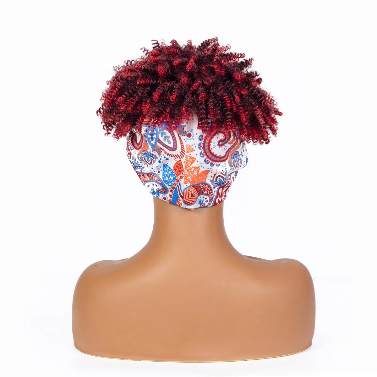 10'' Short Kinky Curly Head Wrap Wig Ombre Burgundy Natural Synthetic Scarf Wigs for Women Heat Resistant Cosplay Wig with Bangs 
10'' Short Kinky Curly Head Wrap Wig Ombre Burgundy Natural Synthetic Scarf Wigs for Women Heat Resistant Cosplay Wig with Bangs