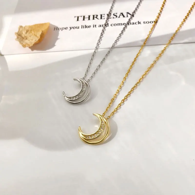 S925 Silver Fashion Simple Elegant Hollow out Zircon Moon Necklace Pendant Party Gift Banquet WOMEN'S Jewelry Necklace 2021
S925 Silver Fashion Simple Elegant Hollow out Zircon Moon Necklace Pendant Party Gift Banquet WOMEN'S Jewelry Necklace 2021