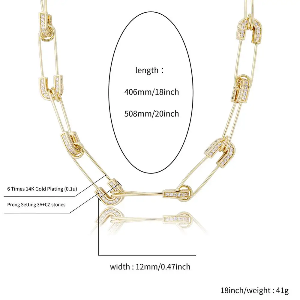 GUCY Hip Hop Safety Pin Chain Necklace With Bling CZ Paved Men Punk Rock Charm Necklace Drop Ship Initial Necklace Gift
GUCY Hip Hop Safety Pin Chain Necklace With Bling CZ Paved Men Punk Rock Charm Necklace Drop Ship Initial Necklace Gift