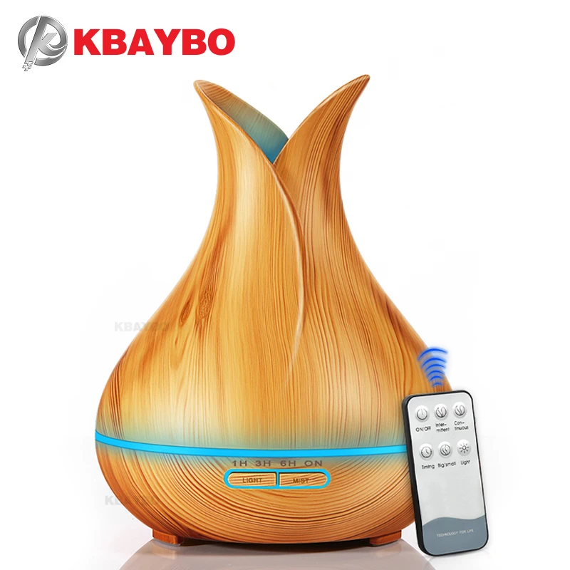 

400ml Aroma Essential Oil Diffuser Ultrasonic Air Humidifier with Wood Grain 7 Color Changing LED Lights for Office Home