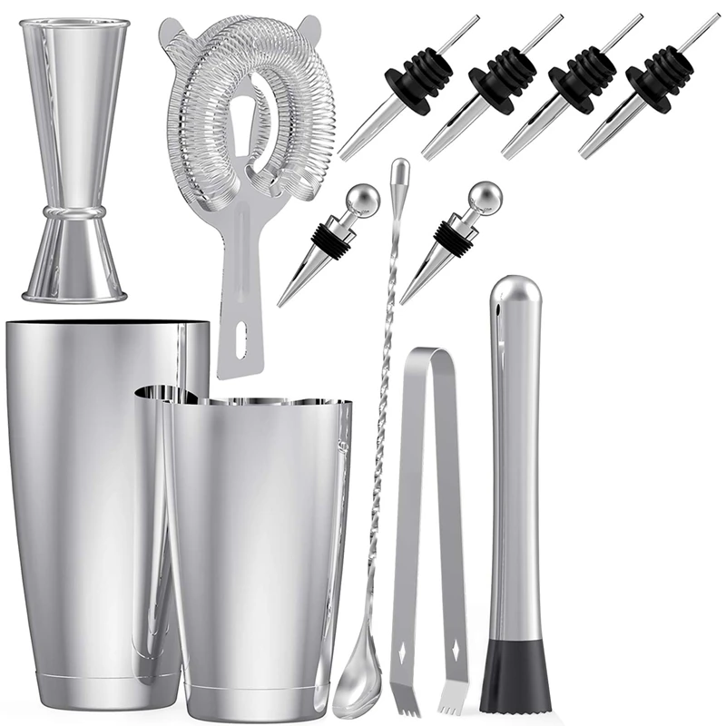 Stainless Steel Boston Cocktail Shaker Bar Set Tools with 28Oz/20Oz Shaker Tins, Measuring Jigger, Mixing Spoon, Liquor Pourers,
Stainless Steel Boston Cocktail Shaker Bar Set Tools with 28Oz/20Oz Shaker Tins, Measuring Jigger, Mixing Spoon, Liquor Pourers,
