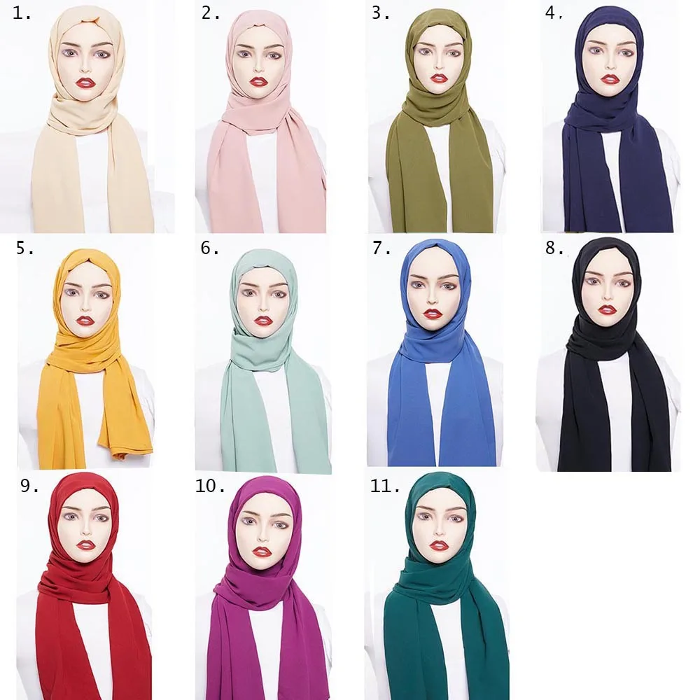 Arab Solid Long Headscarf Female Chiffon chapeau islamique Turban Femme Hijabs Muslim Islamic Turbante Kopftuch Musulman | Тематическая