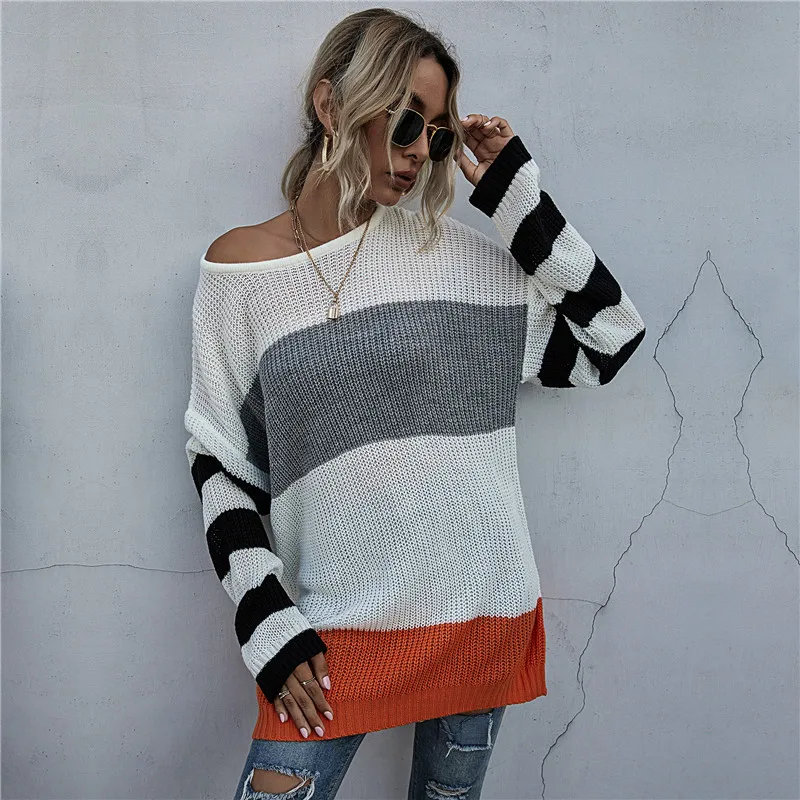Autumn Winter Striped Knitted Pullovers Sweater Women Casual Full Sleeve Jumper Sweater Tops For Women 2020 New
Autumn Winter Striped Knitted Pullovers Sweater Women Casual Full Sleeve Jumper Sweater Tops For Women 2020 New