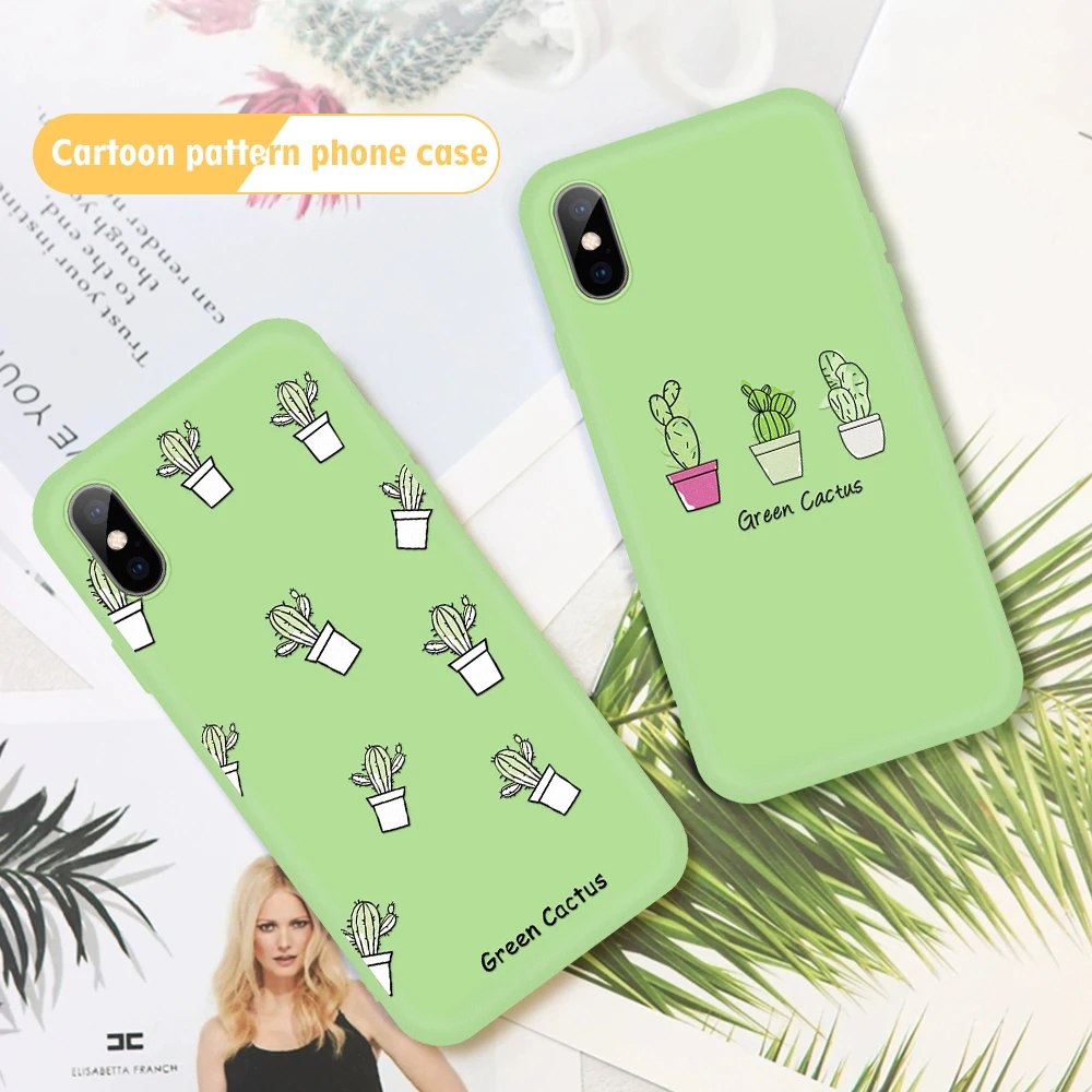 Для iphone 11 Pro Max зеленый кейс из ТПУ для телефона с изображением цветов XS XR X 7 8 6 S Plus 5