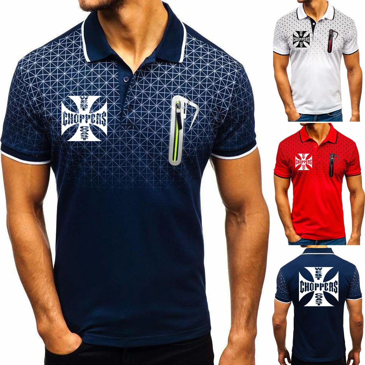 Rock music West Coast Choppers Printed Men's polo shirt Summer Harajuku Casual Cotton Gradient Hip Hop Men's short sleeve
Rock music West Coast Choppers Printed Men's polo shirt Summer Harajuku Casual Cotton Gradient Hip Hop Men's short sleeve