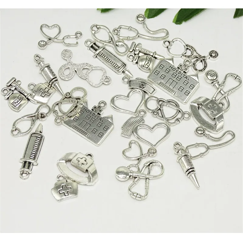 100 BULK Mixes Antiquedsilver Medical Charms Nurse and Doctor Theme Pendants Stethoscope Nurse Hat Charms for Jewelry Making RF3
100 BULK Mixes Antiquedsilver Medical Charms Nurse and Doctor Theme Pendants Stethoscope Nurse Hat Charms for Jewelry Making RF3