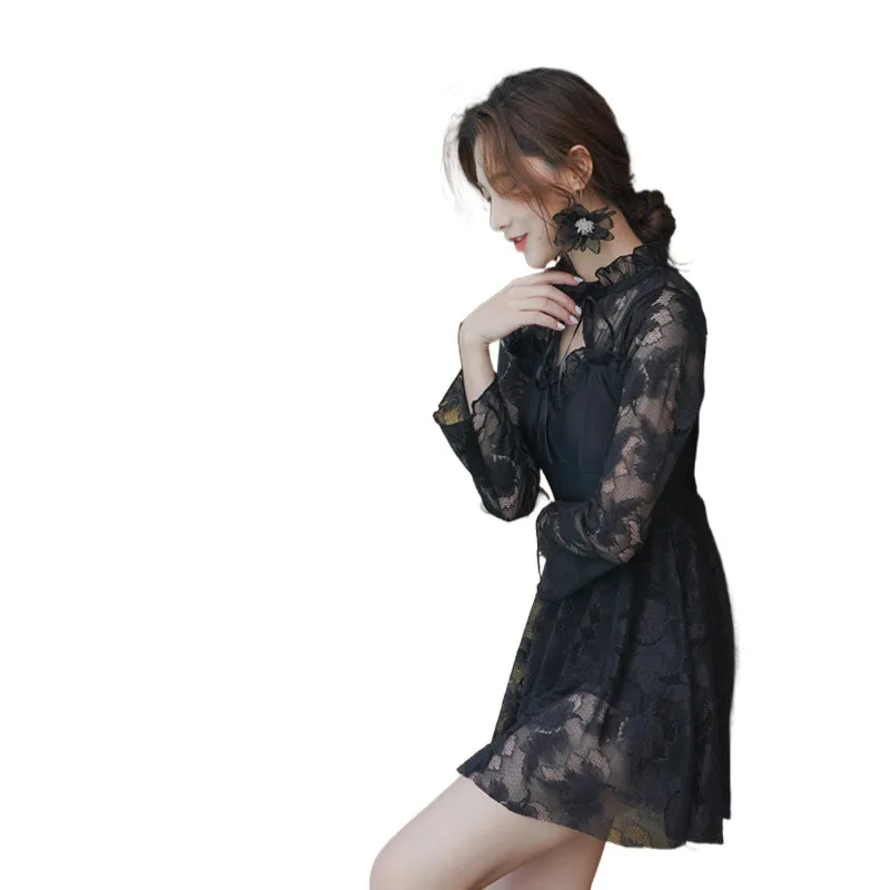2021 New Black Lace Gentle Long Sleeve Push up Sexy Waist Vacation Swimsuit Female Best Selling
2021 New Black Lace Gentle Long Sleeve Push up Sexy Waist Vacation Swimsuit Female Best Selling