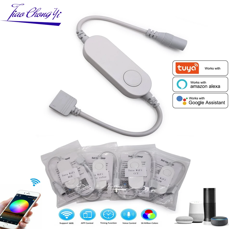 Tuya Smart Life APP 12v-24V Wifi CCT/RGB/RGBWW led Light Strip Wireless Remote Controller Smart Home work with Alexa Google Home 
Tuya Smart Life APP 12v-24V Wifi CCT/RGB/RGBWW led Light Strip Wireless Remote Controller Smart Home work with Alexa Google Home