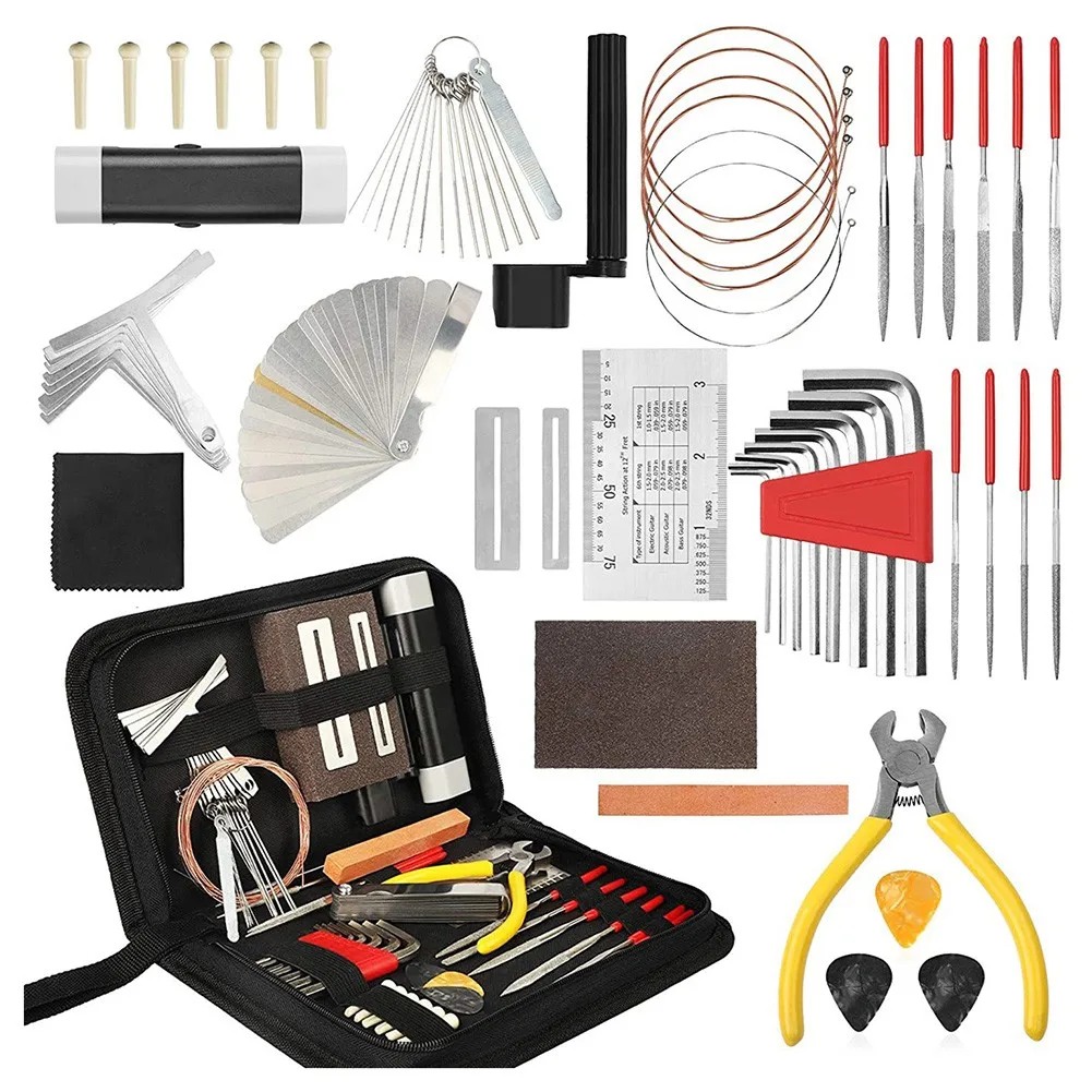 54Pcs Guitar Repairing Maintenance Tool Kit Guitar Cleaning Care Accessories For Change Strings Set Intonation Adjust Action
54Pcs Guitar Repairing Maintenance Tool Kit Guitar Cleaning Care Accessories For Change Strings Set Intonation Adjust Action