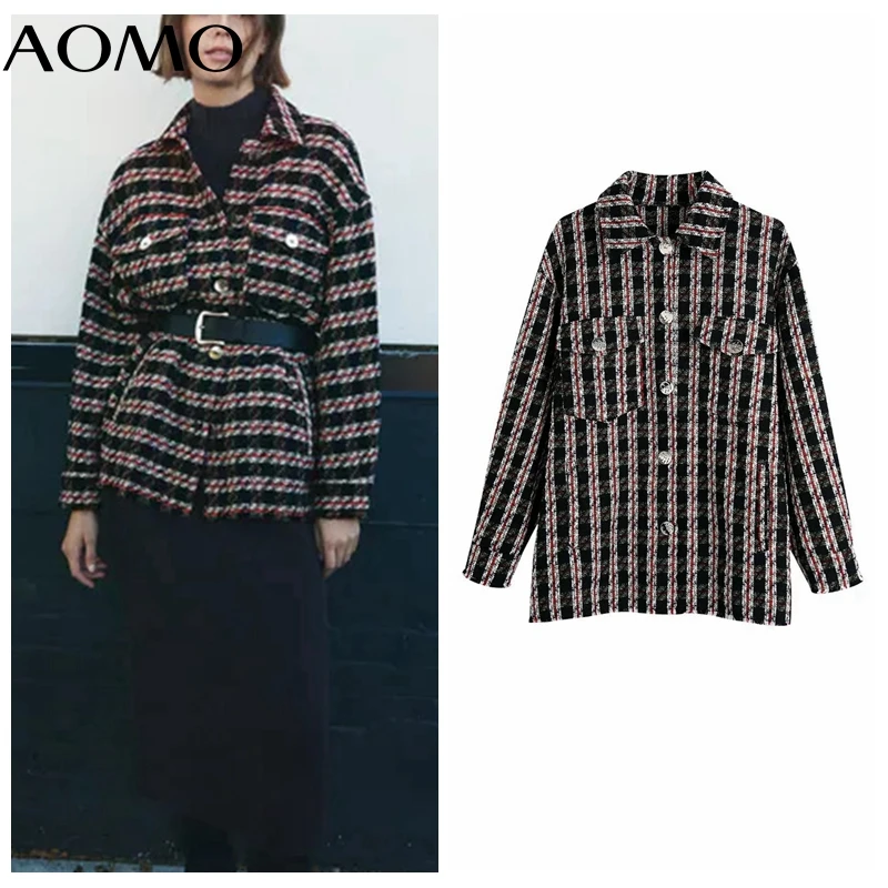 AOMO 2021 Women Pockets Oversized Tweed Jacket Coat Vintage Long Sleeve Female Outerwear Chic Tops BE704A
AOMO 2021 Women Pockets Oversized Tweed Jacket Coat Vintage Long Sleeve Female Outerwear Chic Tops BE704A