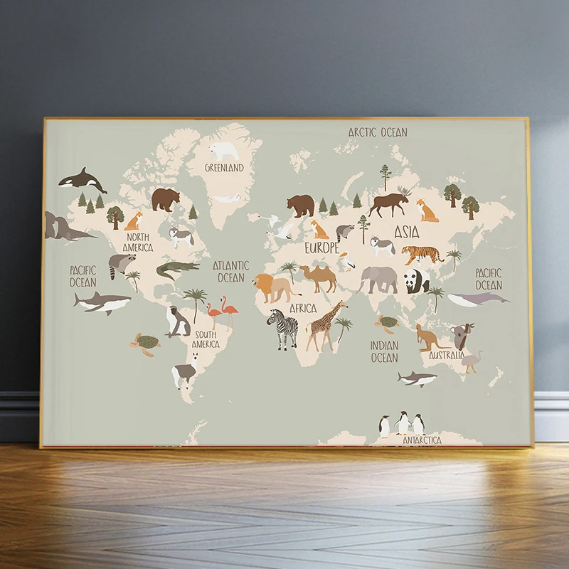 Nursery Map Animal World Wall Art Canvas Painting Scandinavian Posters and Prints Cute Cartoon Animals Pictures Kids Room Decor 
Nursery Map Animal World Wall Art Canvas Painting Scandinavian Posters and Prints Cute Cartoon Animals Pictures Kids Room Decor