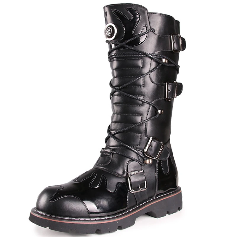 Men's Leather Motorcycle Boots Mid-calf Military Combat Botas Gothic Belt Punk Biker Footwear for Male Tactical Army Boot 38-45
Men's Leather Motorcycle Boots Mid-calf Military Combat Botas Gothic Belt Punk Biker Footwear for Male Tactical Army Boot 38-45