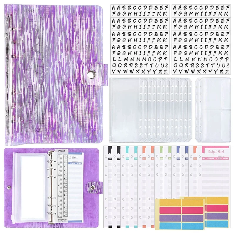 38Pcs Budget Organizer Binder Cash Envelope System, Alphabet Stickers,Budget Sheets,A6 PVC Bags,for Money Planner
38Pcs Budget Organizer Binder Cash Envelope System, Alphabet Stickers,Budget Sheets,A6 PVC Bags,for Money Planner