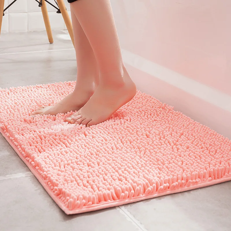 

High Quality Thicken Bath Carpet Mat Chenille Bathroom Water Absorption Plush Floor Mats Entrance Doormat Non-slip Toilet Rug