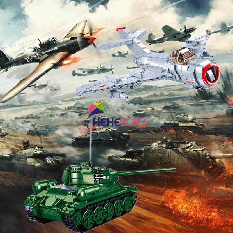 Military WW2 MiG-15 Bis Fighter Aircraft 215 Tank Building Block Sets Resisting U.S. Aid Korea Educational Toys for Children
Military WW2 MiG-15 Bis Fighter Aircraft 215 Tank Building Block Sets Resisting U.S. Aid Korea Educational Toys for Children