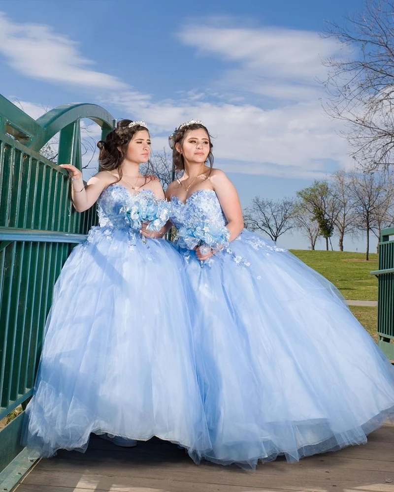 New Arrival Luxury Sky Blue Ball Gown Quinceanera Dresses 3D Flower Beaded Sweet 16 Dress Gorgeous Vestidos De 15 Anos 2021
New Arrival Luxury Sky Blue Ball Gown Quinceanera Dresses 3D Flower Beaded Sweet 16 Dress Gorgeous Vestidos De 15 Anos 2021