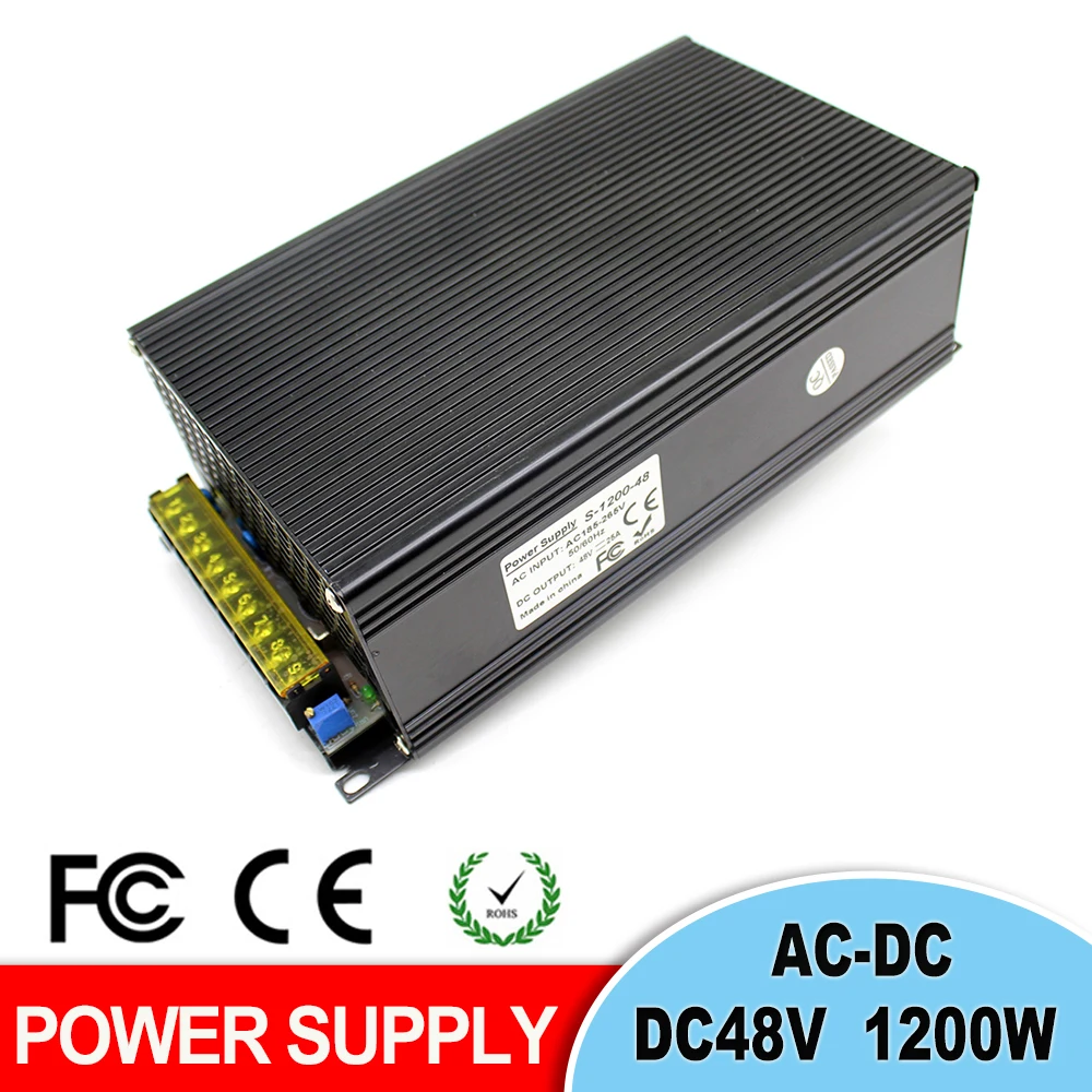 DC48V 25A 1200W Драйвер импульсного источника питания трансформатор 220V 110V AC SMPS для