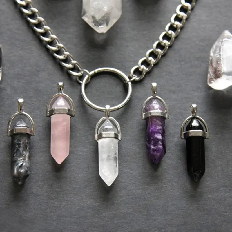 Bohemia Hexagonal Column Quartz Choker Necklace Fashion Natural Stone Bullet Crystal Pendant Necklace For Women Wedding Jewelry 
Bohemia Hexagonal Column Quartz Choker Necklace Fashion Natural Stone Bullet Crystal Pendant Necklace For Women Wedding Jewelry