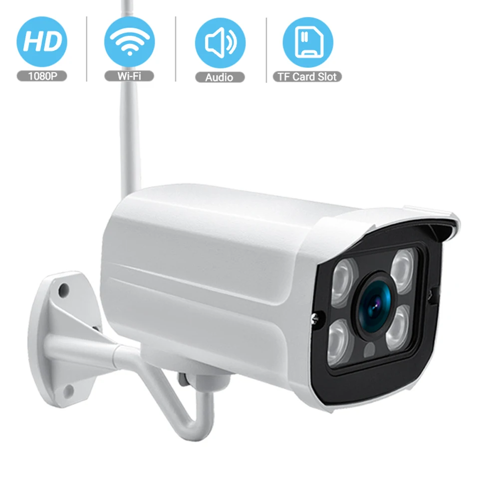Аудио Wifi камера 1080P ONVIF Беспроводная сигнализация Push iCsee P2P 2MP CCTV Bullet уличная