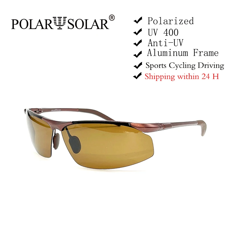 

POLAR SOLAR Polarized Sunglasses Men Anti-Glare Lens UV400 Aluminium Magnesium Frame Sun Glasses Driving Goggles For Sport