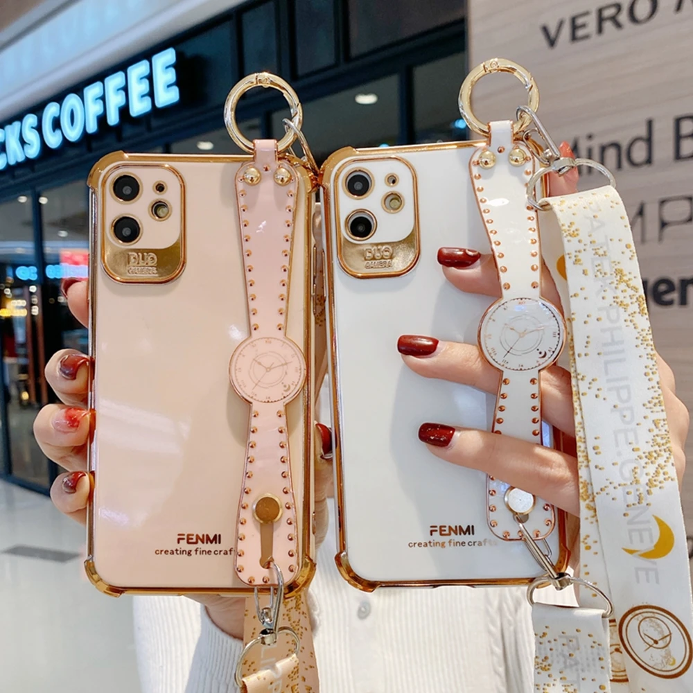 Fashion Electroplated Lanyard Strap Cord Chain Soft Silicone Wristband Phone Case For iPhone 12 11 Pro XS Max XR X 8 7 Plus Mini
Fashion Electroplated Lanyard Strap Cord Chain Soft Silicone Wristband Phone Case For iPhone 12 11 Pro XS Max XR X 8 7 Plus Mini