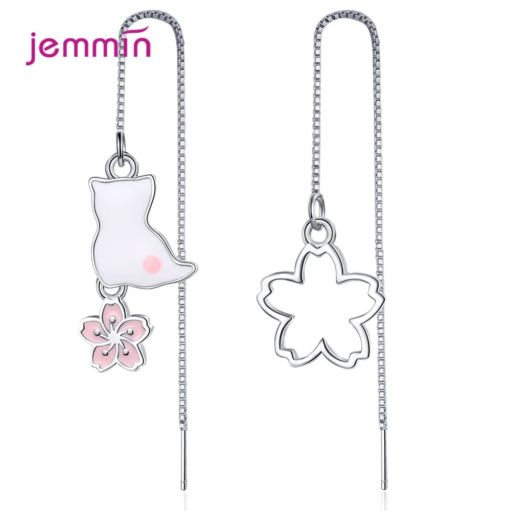 1 Pair Silver Flower Cat Charms Dangle Earrings For Women 925 Sterling Silver Long Box Chain Earring Ear Line Female Jew
1 Pair Silver Flower Cat Charms Dangle Earrings For Women 925 Sterling Silver Long Box Chain Earring Ear Line Female Jew