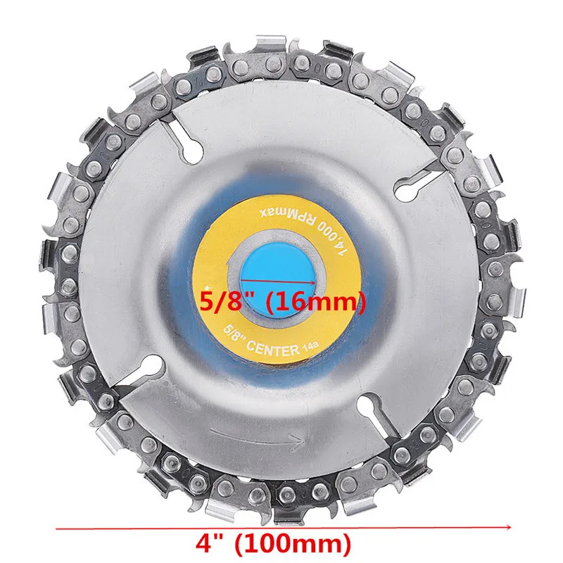 4 Inch 14 Teeth Grinder Chain Disc 16mm Arbor Wood Carving Disc Chain Plate Tool For 100/115 Angle Grinder
4 Inch 14 Teeth Grinder Chain Disc 16mm Arbor Wood Carving Disc Chain Plate Tool For 100/115 Angle Grinder