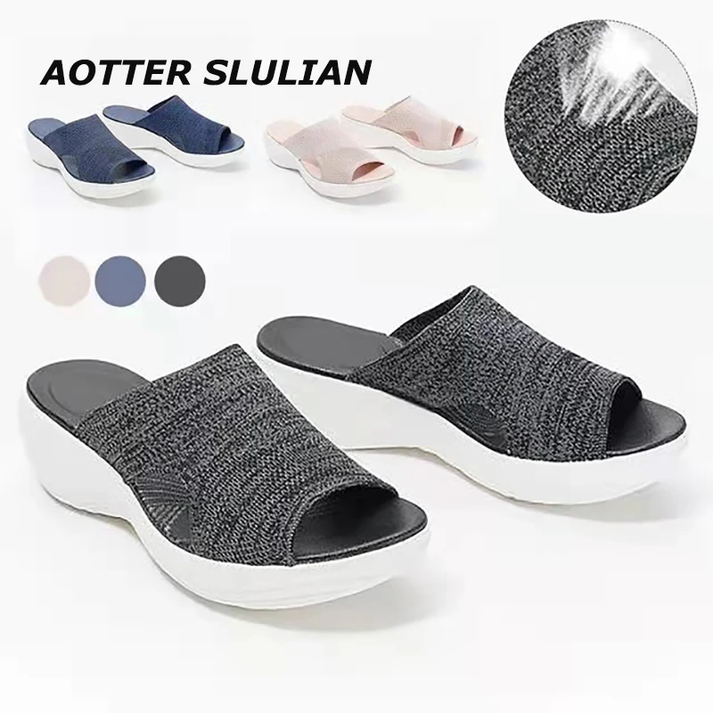 Summer Women Shoes Wedge Platform Knitting Socks Slippers Soft Bottom Beach Mujer Outdoor Light Open Toe Black Stretch Sandals
Summer Women Shoes Wedge Platform Knitting Socks Slippers Soft Bottom Beach Mujer Outdoor Light Open Toe Black Stretch Sandals