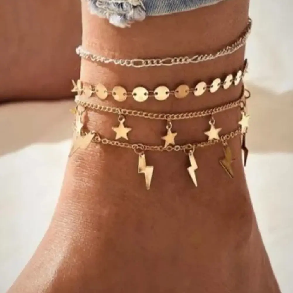 Multi-layer Gold Color Star Lightning Anklet for Women Girls Fashion Metal Link Chain Ankle Bracelet Foot Chains Beach Jewelry
Multi-layer Gold Color Star Lightning Anklet for Women Girls Fashion Metal Link Chain Ankle Bracelet Foot Chains Beach Jewelry