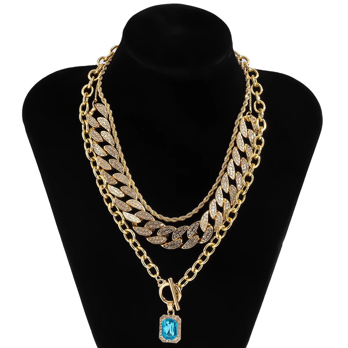 3Pcs/Set Hip Hop Rhinestone Cuban Chain Necklace Choker Punk Gothic Twist Square Crystal Pendant Necklaces Women Men Jewelry
3Pcs/Set Hip Hop Rhinestone Cuban Chain Necklace Choker Punk Gothic Twist Square Crystal Pendant Necklaces Women Men Jewelry