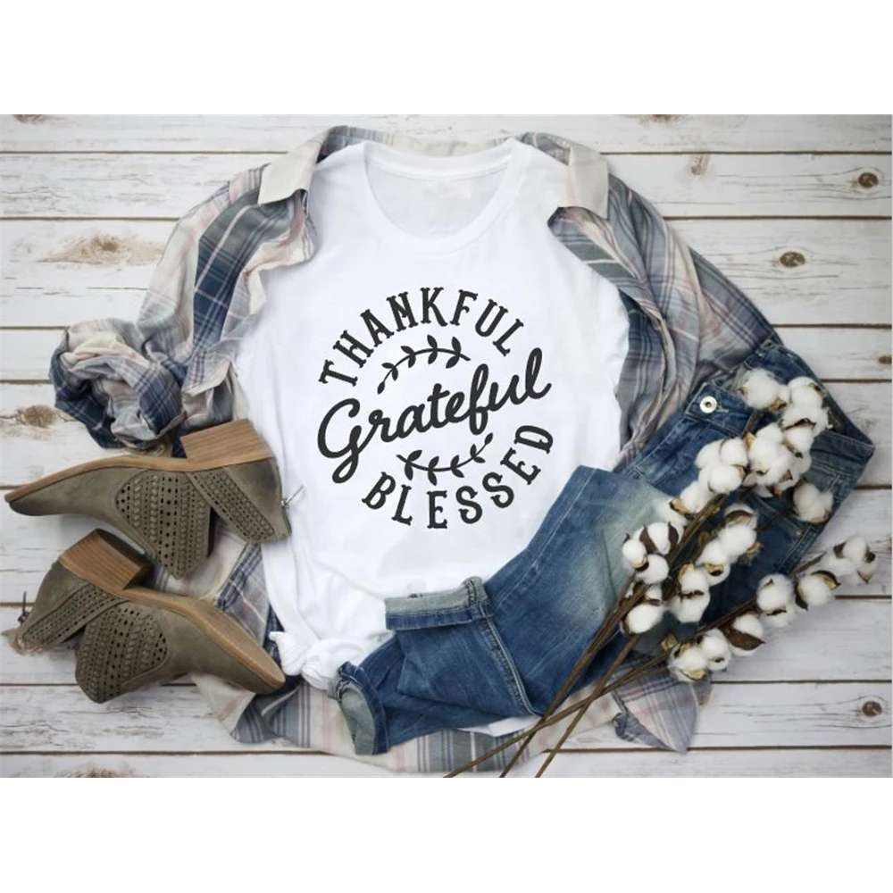 Thankful Grateful Blessed t-shirt women fashion casual quality girl gift slogan shirt Christian grunge aesthetic tees top Q1Z1
Thankful Grateful Blessed t-shirt women fashion casual quality girl gift slogan shirt Christian grunge aesthetic tees top Q1Z1