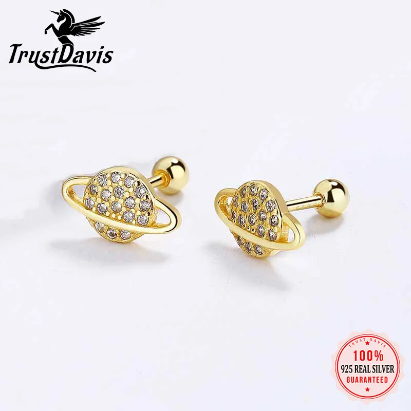 TrustDavis Real 925 Sterling Silver Planet Star Screw Stud Earrings For Women Wedding Party Fine Dazzling CZ S925 Jewelry DA2737
TrustDavis Real 925 Sterling Silver Planet Star Screw Stud Earrings For Women Wedding Party Fine Dazzling CZ S925 Jewelry DA2737