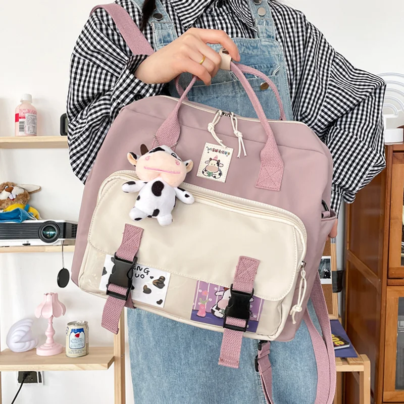 Lovely Multifunctional Backpack Female Small Schoolbag Badge Women Backpacks Teenage Girl Buckle Portable Travel Bag 
Lovely Multifunctional Backpack Female Small Schoolbag Badge Women Backpacks Teenage Girl Buckle Portable Travel Bag