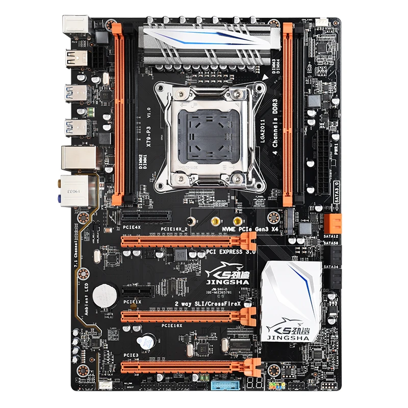 JINGSHA X79 P3 ATX USB 3 0 SATA PCI E SSD M.2 64G четыре канала поддержка регистровая и ecc память