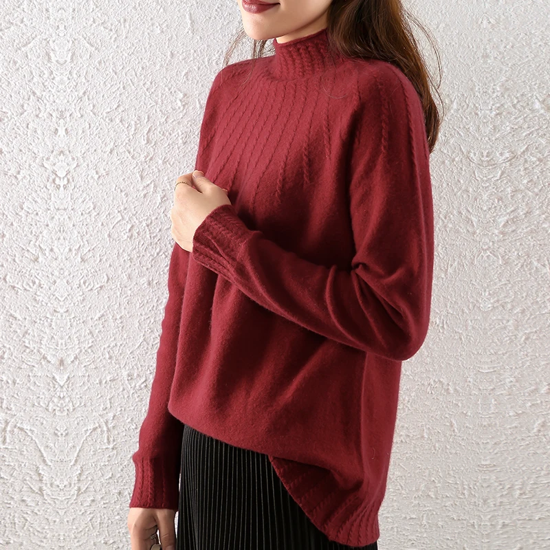 New style pure cashmere sweater women half high neck pullover raglan sleeve knit sweater pure color Korean wool bottoming shirt
New style pure cashmere sweater women half high neck pullover raglan sleeve knit sweater pure color Korean wool bottoming shirt