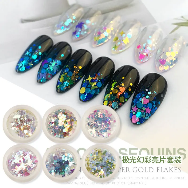 6Box/Set Nail Glitter Laser Sequin irregular star light magic color laser Sequin DIY nail art decorations nails accessories set
6Box/Set Nail Glitter Laser Sequin irregular star light magic color laser Sequin DIY nail art decorations nails accessories set