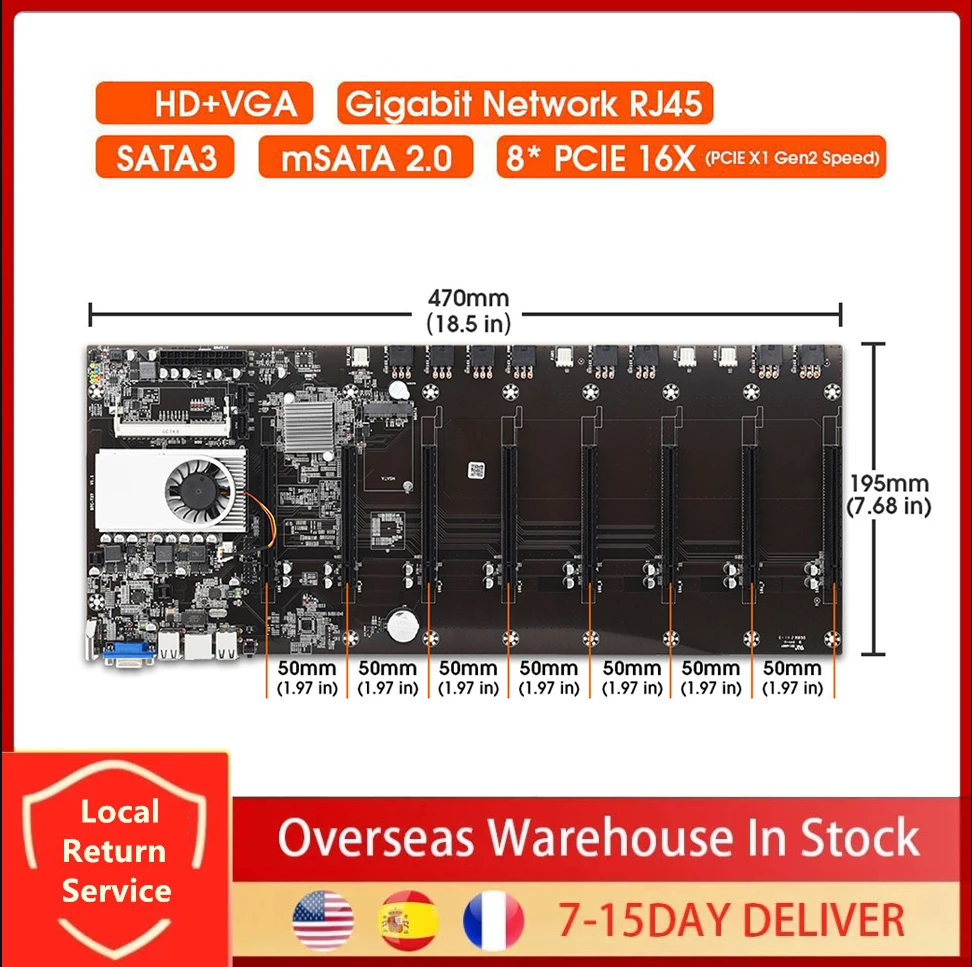 BTC-T37/BTC-S37/BTC-D37 Miner Motherboard Expandable Port 8 * PCIE 16X /4 * USB2.0 /DDR3 Sodimm Slot/ Support 1066/1333/1600mhz
BTC-T37/BTC-S37/BTC-D37 Miner Motherboard Expandable Port 8 * PCIE 16X /4 * USB2.0 /DDR3 Sodimm Slot/ Support 1066/1333/1600mhz