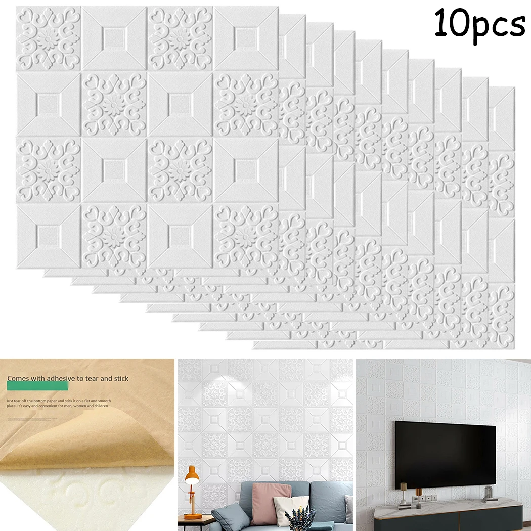 10pcs 3D Tile Carved Wall Sticker Foam Panel Waterproof And Anti-collision European-style TV Background Wall Stickers
10pcs 3D Tile Carved Wall Sticker Foam Panel Waterproof And Anti-collision European-style TV Background Wall Stickers