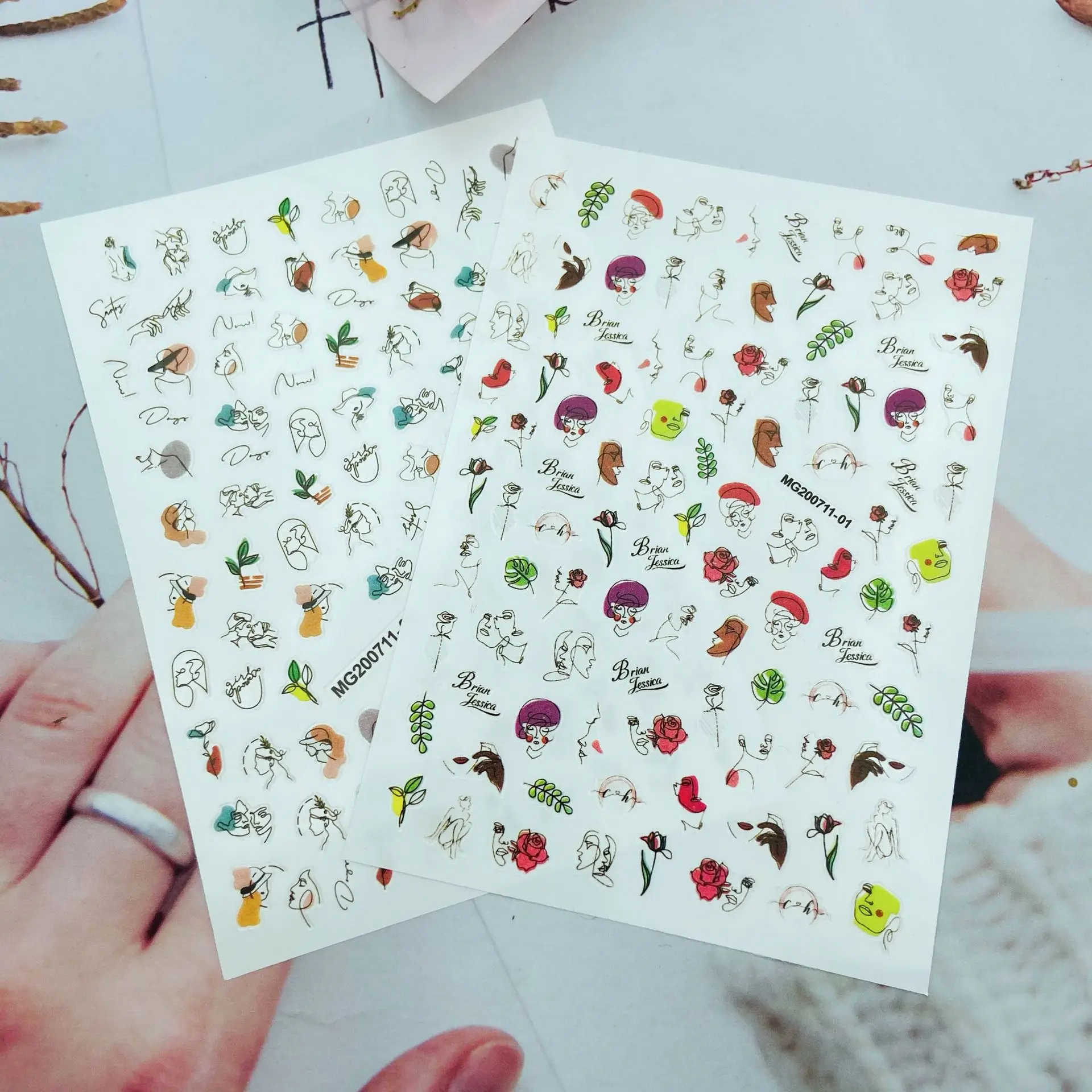 Stick Figure Avatar Flower Nail Sticker Self-adhesive Transfer Decal 3D Slider DIY Tricks Nail Decorations Manicure Package 
Stick Figure Avatar Flower Nail Sticker Self-adhesive Transfer Decal 3D Slider DIY Tricks Nail Decorations Manicure Package