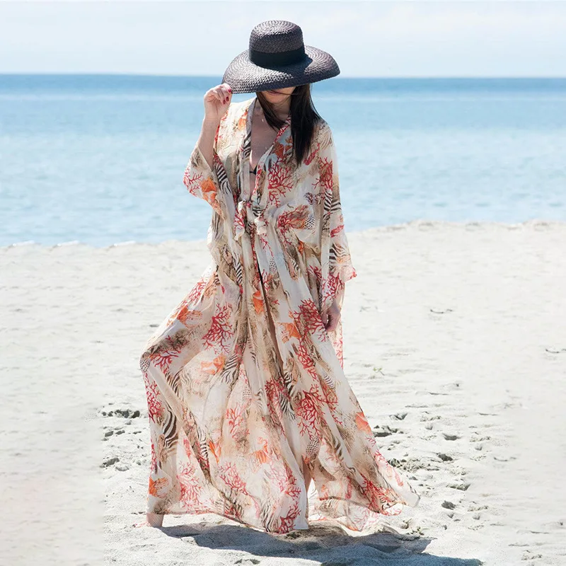 Beach Cover up Tunics for Beach Print Chiffon Long Dress Bikini Cover up Robe de Plage Sarong Beach Wrap Swimsuit coverup
Beach Cover up Tunics for Beach Print Chiffon Long Dress Bikini Cover up Robe de Plage Sarong Beach Wrap Swimsuit coverup