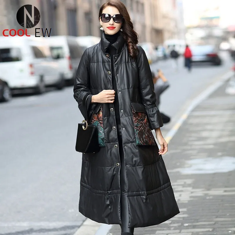 2021 New Women Sheepskin Genuine Leather Long Coat Printed Pockets Loose Fit Big Cape Stand Collar White Down Jacket Overcoats
2021 New Women Sheepskin Genuine Leather Long Coat Printed Pockets Loose Fit Big Cape Stand Collar White Down Jacket Overcoats