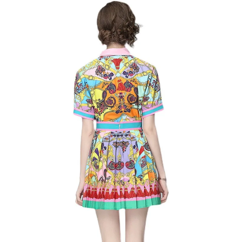 Women's Tracksuit 2 Two Piece Set Elegant Fashion Short Sleeve Print Shirt And Pleated Mini Skirts Suits Summer Woman Clothing
Women's Tracksuit 2 Two Piece Set Elegant Fashion Short Sleeve Print Shirt And Pleated Mini Skirts Suits Summer Woman Clothing